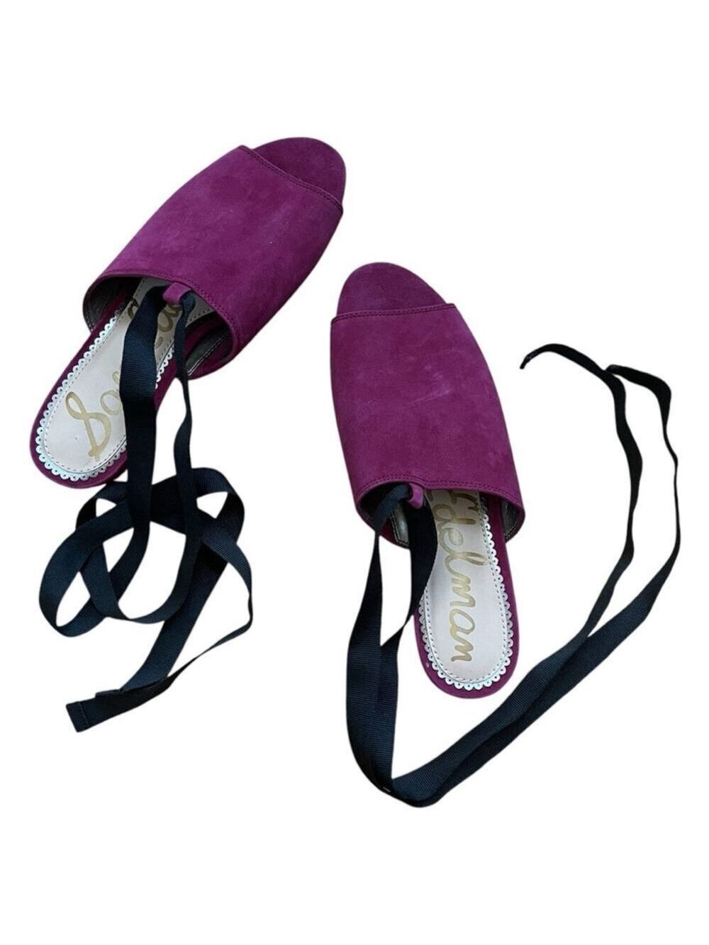Sam Edelman Women's Suede Leather Theodora Sandals Mules with ties Magenta Sz 8 - Picture 3 of 12